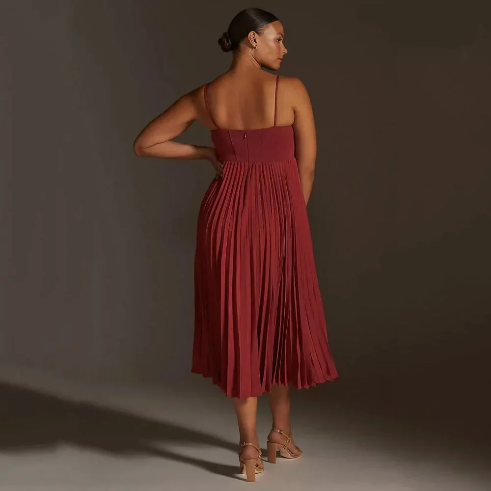 By Anthropologie Sweetheart Bodice Midi Dress in Red - NWT sz XL - Picture 4 of 10